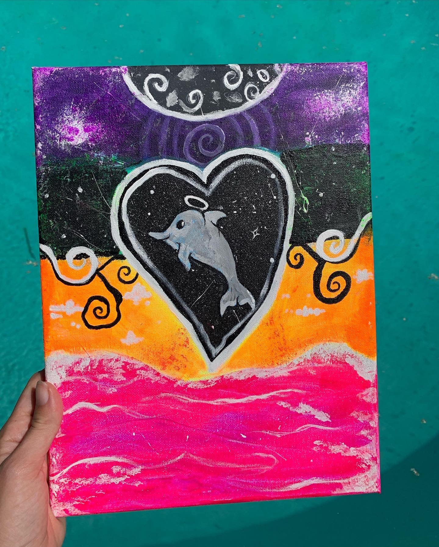 Galactic Dolphin Original Canvas 9x12
