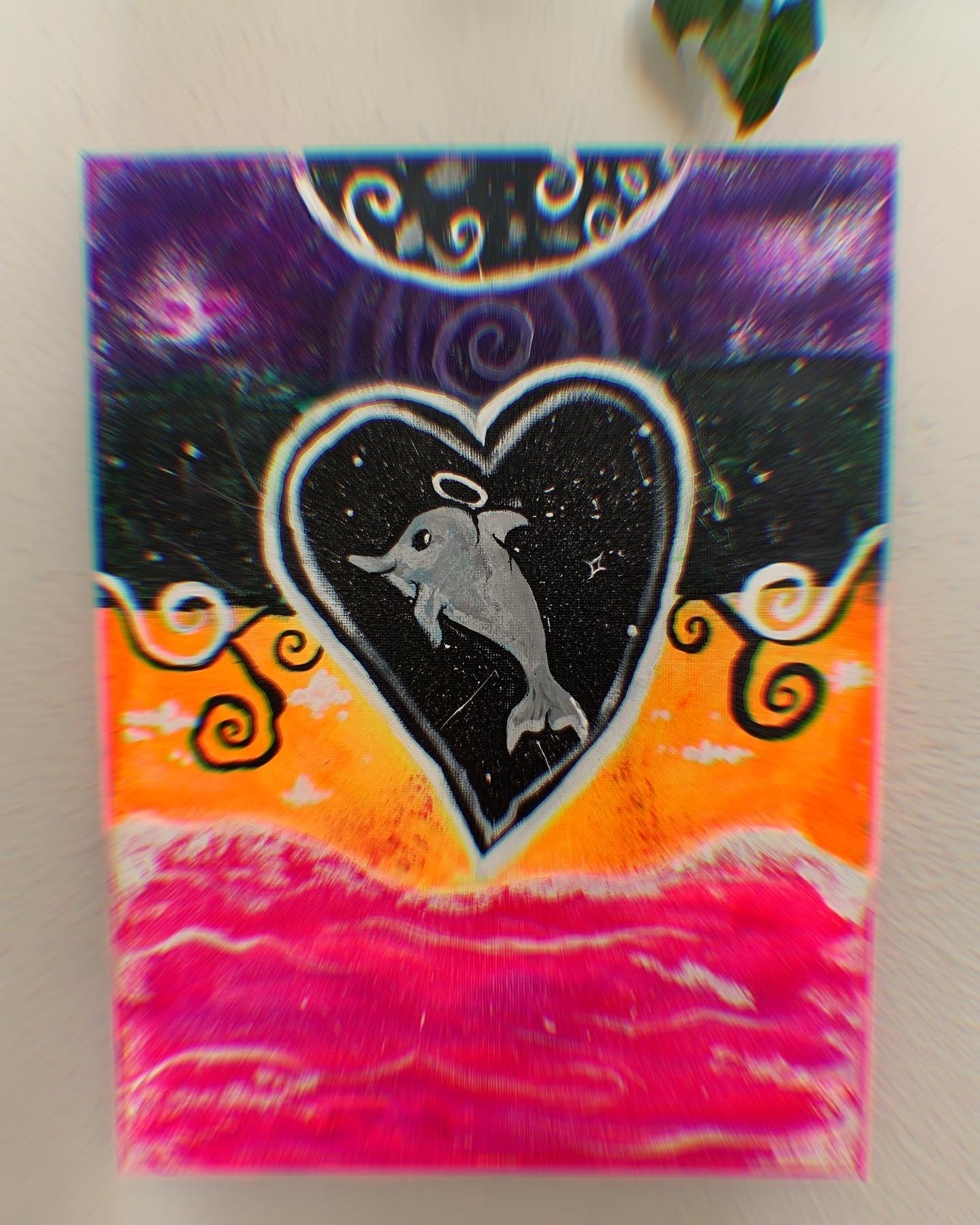 Galactic Dolphin Original Canvas 9x12