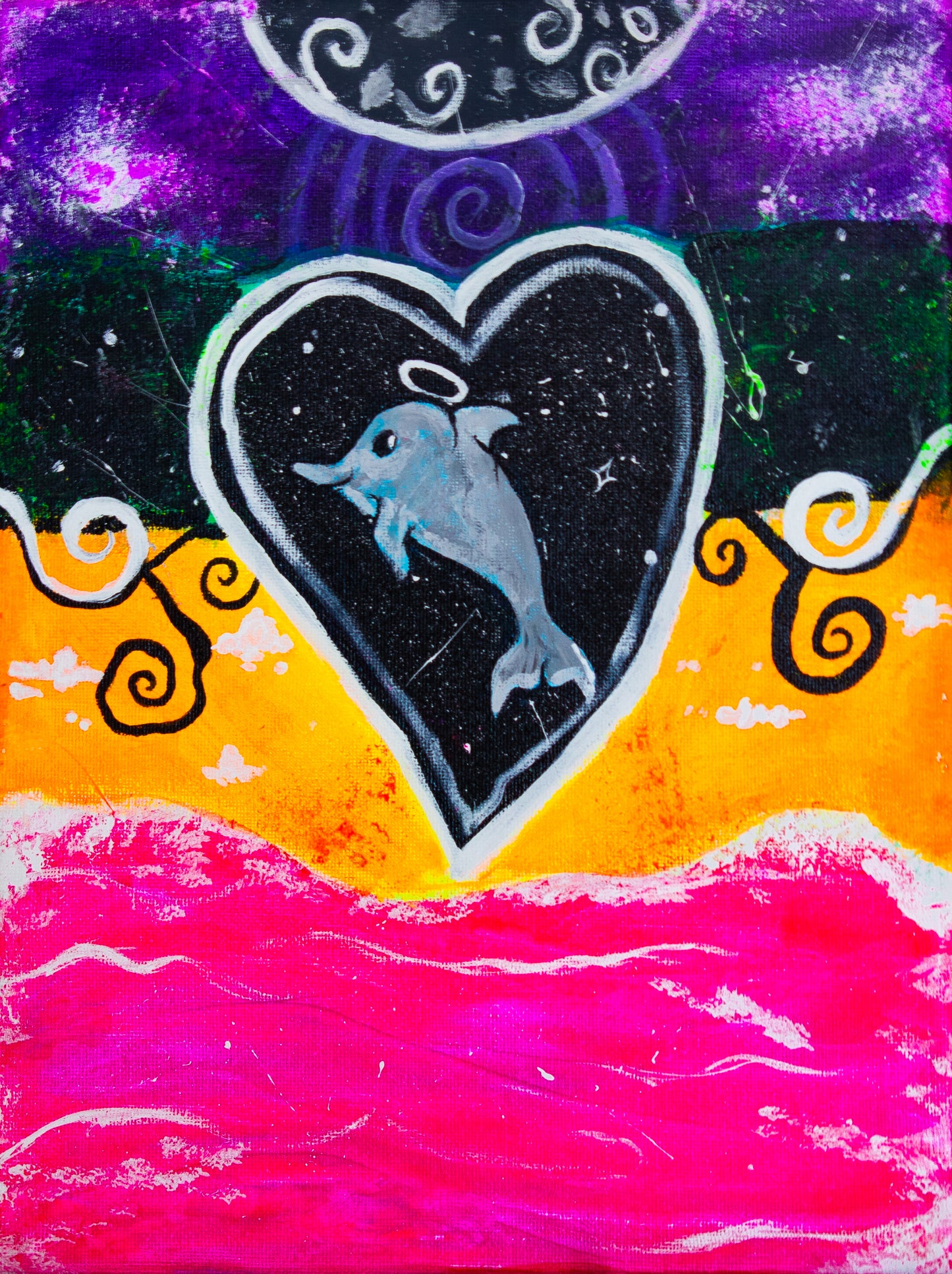 Galactic Dolphin Original Canvas 9x12